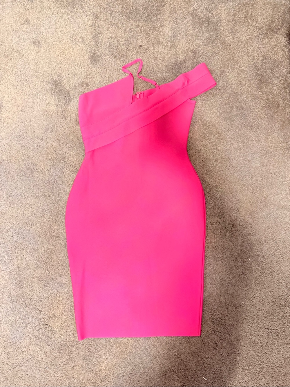 Amazon Hot Pink One-Shoulder Midi Bodycon Dress